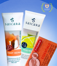 Загрузить изображение в средство просмотра галереи, Lõhenenud kandade hoolduspakett - Saicara Foot Repair + Saicara Foot Peeling + Antibakteriaalne pimsskäsn