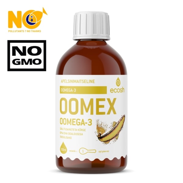 OOMEX – Oomega 3 kalaõli on vaimsele tervisele toeks. Toetab mälu säilimist ja silmanägemist. 300 ml